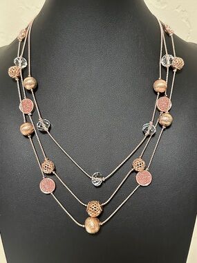 7.  Rose Gold Three Strand Necklace